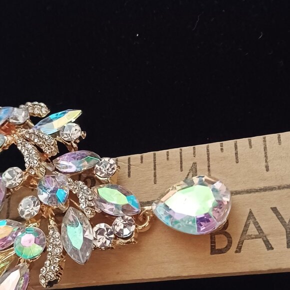 Aurora Borealis Rhinestone Brooch 4" - Picture 4 of 5